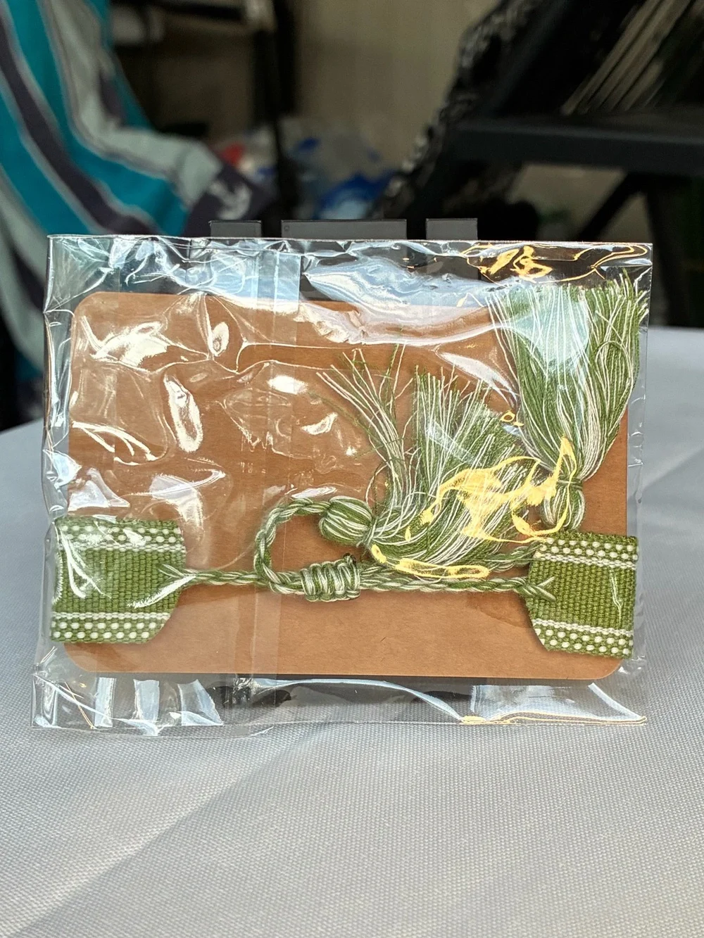 Plunder Design "Not Lucky Simply Blessed" Woven Bracelet Olive Green NIP - Picture 2 of 6